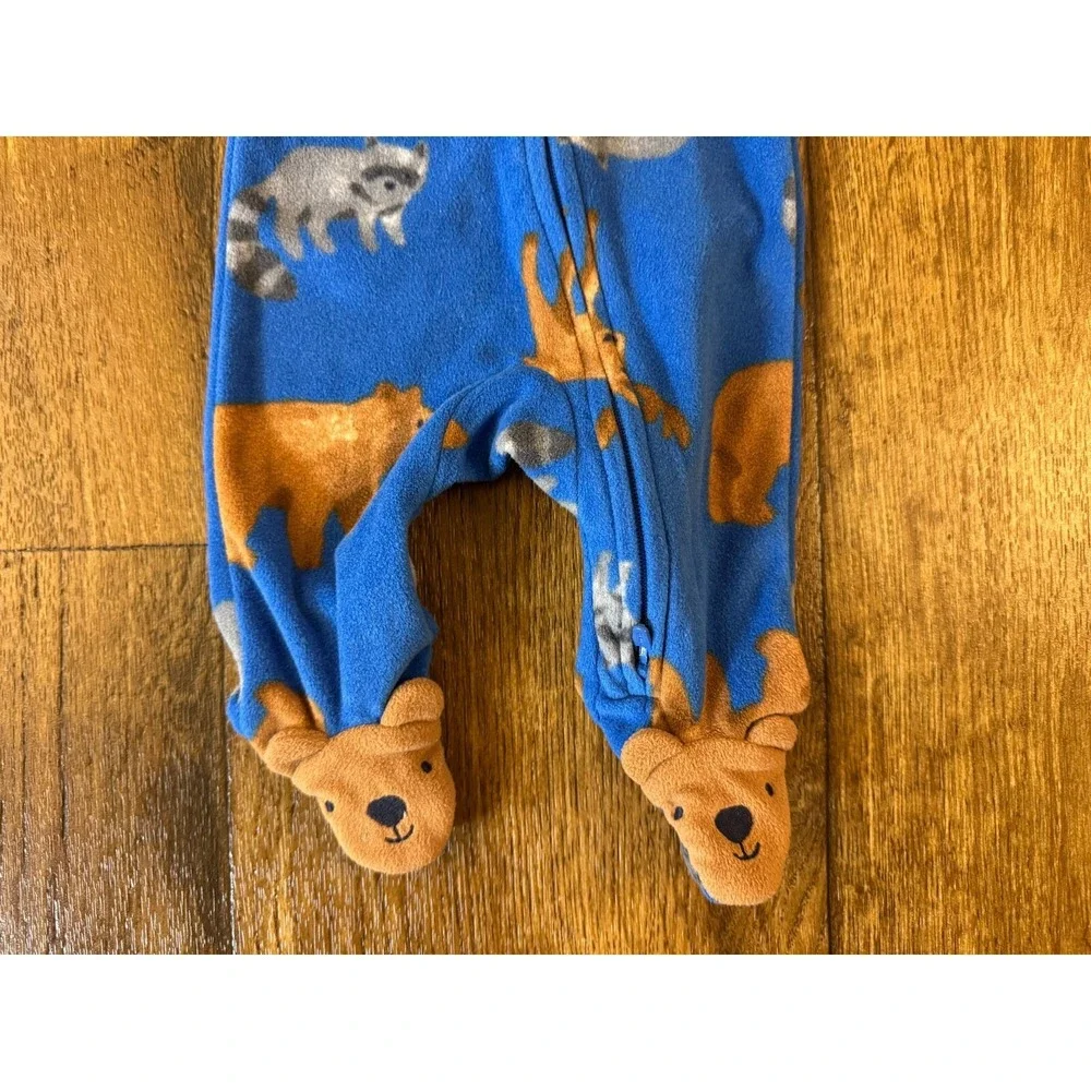 Carters Preemie Baby Boy Sleeper Outfit Romper Fleece Bear Feet Moose Raccoon‎
